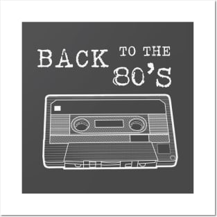 BACK TO THE 80s /white lineart version Cassette Tape Vintage Music Posters and Art